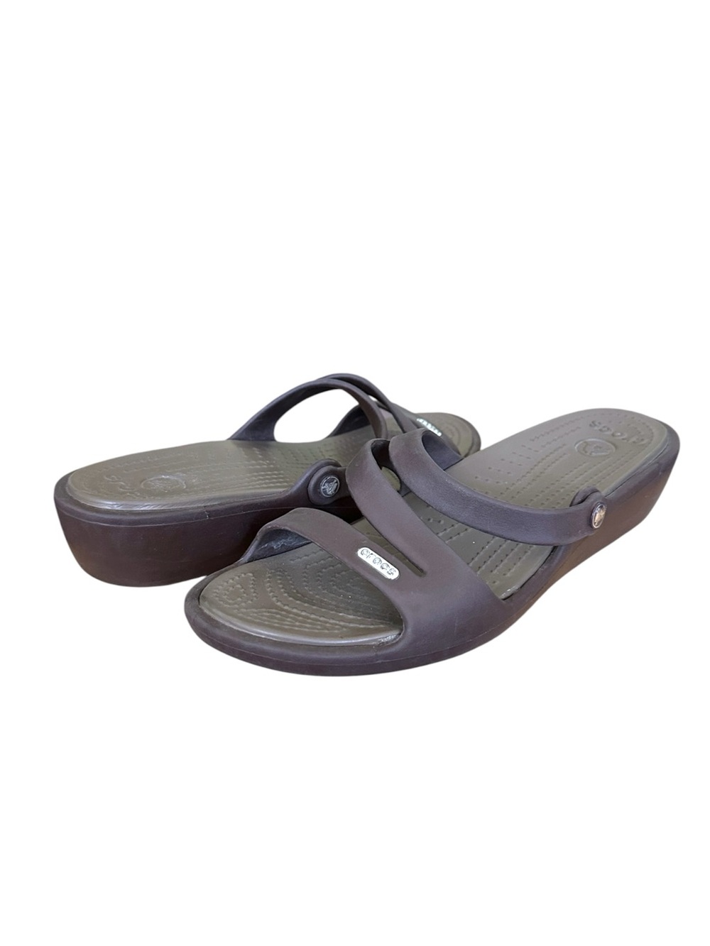 CROCS Patricia Wedge Slide Sandals – Women’s Size W10 Brown Summer Comfort